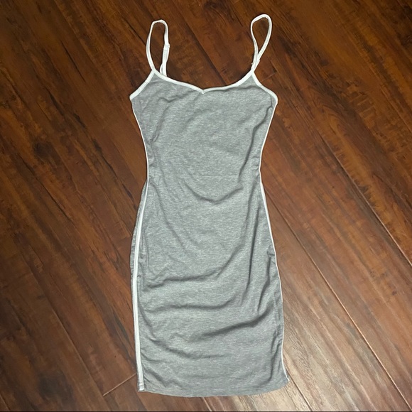 New Grey & White Bodycon Ribbed Tank Dress XS - Picture 4 of 5